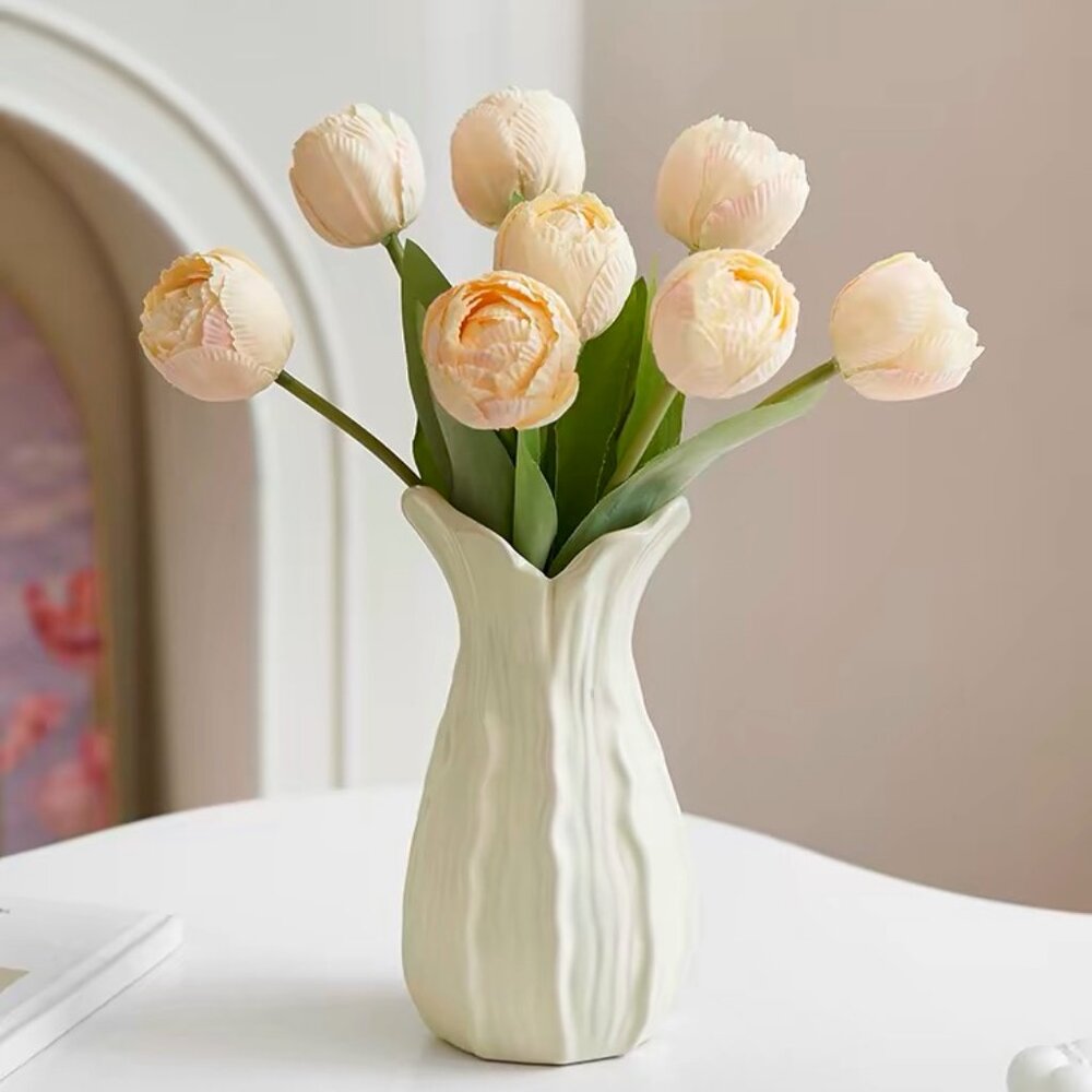 Elegant Ivory Ceramic Vase – Soft Textured Finish